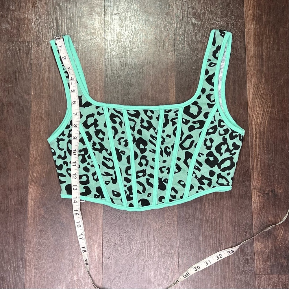 Shein Mint Cheetah Corset Top - Picture 3 of 6